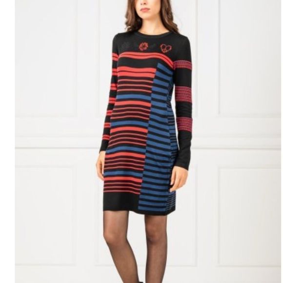 Desigual - Janine MIDI Striped Sweater Dress with Cute Design Details - size XS - Picture 1 of 15